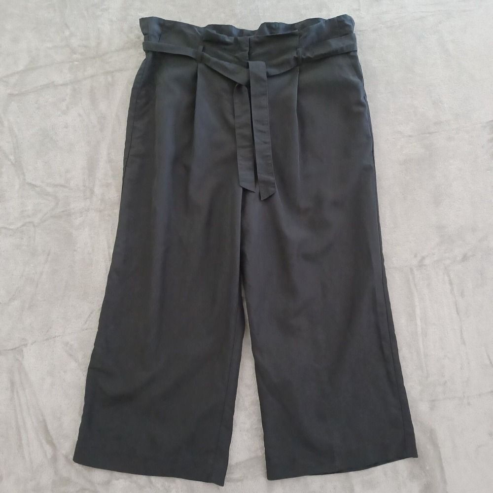 Wide Leg Crop High Waist Pants Sz 16  Paperbag Black Office Casual The  Limited